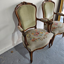 Pair Louis XV Tapestry Upholstered Armchairs | Antique & Vintage | Moonee Ponds Antiques | Australia Wide Delivery