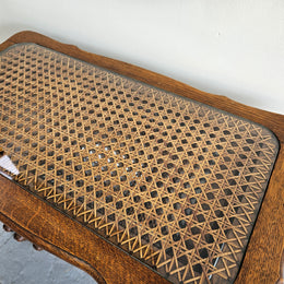 Stunning set of 3 nested table with cane inset and glass top, in great original detailed condition. Please see photos as they form part of the description   