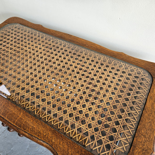 Stunning set of 3 nested table with cane inset and glass top, in great original detailed condition. Please see photos as they form part of the description   