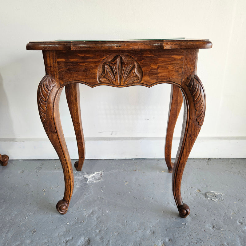Stunning set of 3 nested table with cane inset and glass top, in great original detailed condition. Please see photos as they form part of the description   