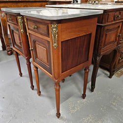 Pair of Mahogany Louis XVI Style Marble Top Bedside Cabinets | Antique & Vintage | Moonee Ponds Antiques | Australia Wide Delivery