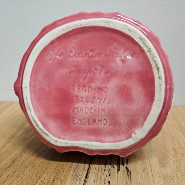 Pretty pink dainty lady English tea pot. There is a chip on the rim of lid, please see photos as they form part of the description. 