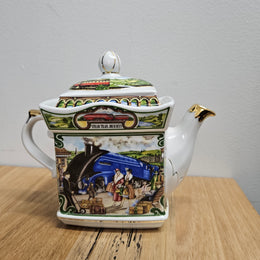 Vintage James Sadler Teapot "Golden Age of Travel" Steam Train Journeys, in good original condition. Please view photos as they form part of the description.