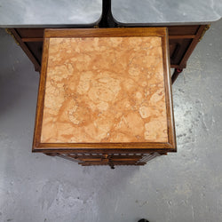 French Walnut Single Bedside With Marble Top | Antique & Vintage | Moonee Ponds Antiques | Australia Wide Delivery