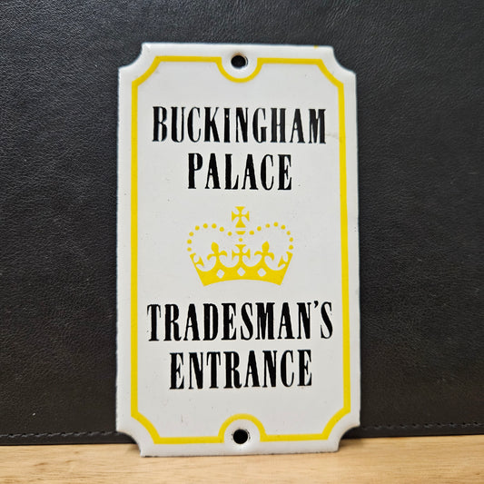 Rare Vintage Genuine Enamel "Buckingham Palace" Sign.  "Made in England". Please view photos as they form part of the description. 