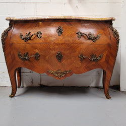 French Louis XV Style Marble Top Commode With Decorative Marquetry Inlay | Antique & Vintage | Moonee Ponds Antiques | Australia Wide Delivery