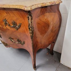 French Louis XV Style Marble Top Commode With Decorative Marquetry Inlay | Antique & Vintage | Moonee Ponds Antiques | Australia Wide Delivery