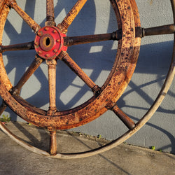 Large Antique 19th Century Eight Spoke Mahogany and Brass Ships Steering Wheel | Antique & Vintage | Moonee Ponds Antiques | Australia Wide Delivery