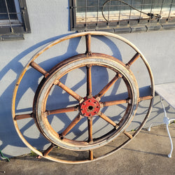 Large Antique 19th Century Eight Spoke Mahogany and Brass Ships Steering Wheel | Antique & Vintage | Moonee Ponds Antiques | Australia Wide Delivery