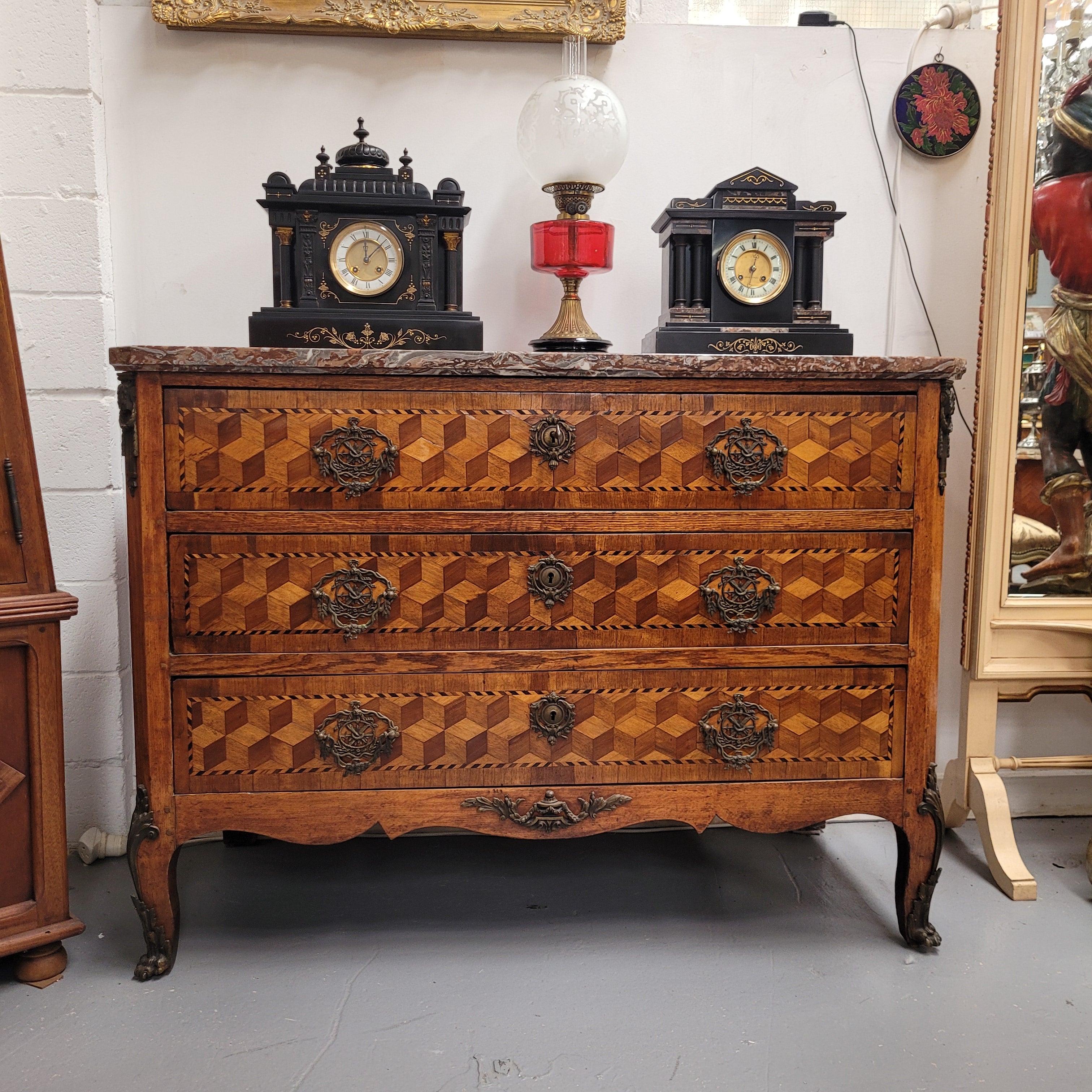 French 18th Century Louis XVI Three Drawer Marble Top Commode | Antique & Vintage | Moonee Ponds Antiques | Australia Wide Delivery