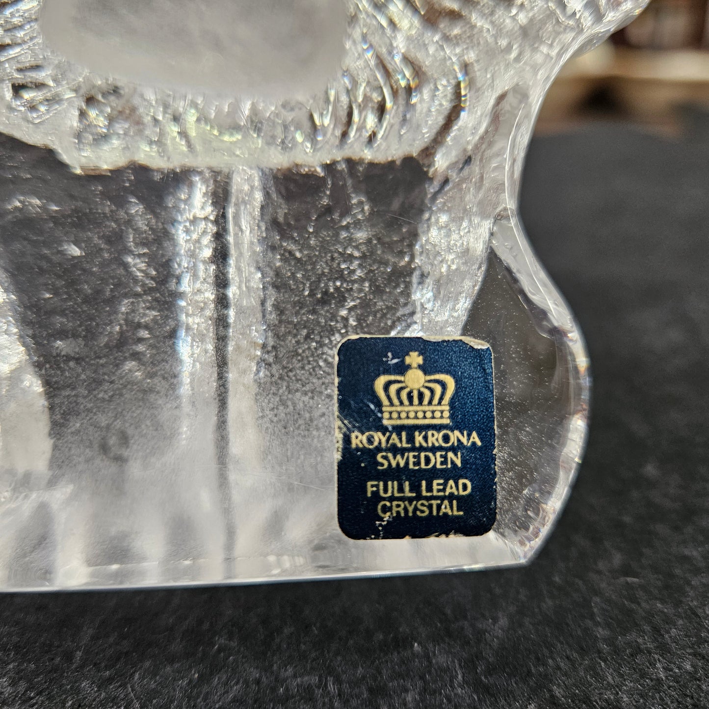 Stunning Royal Krona Sweden Crystal Lion Paperweight.