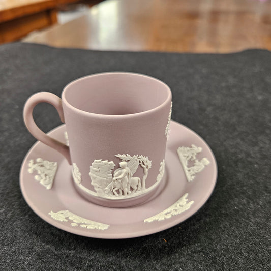 Wedgwood Neoclassical Jasperware Lilac Coffee Can & Saucer