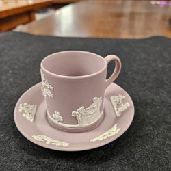 Wedgwood Neoclassical Jasperware Lilac Coffee Can & Saucer | Antique & Vintage | Moonee Ponds Antiques | Australia Wide Delivery
