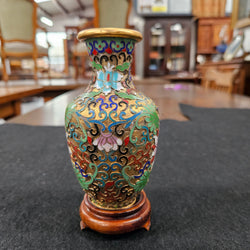 Cloisonné Softly Coloured Enamel and Gilt Vase | Antique & Vintage | Moonee Ponds Antiques | Australia Wide Delivery