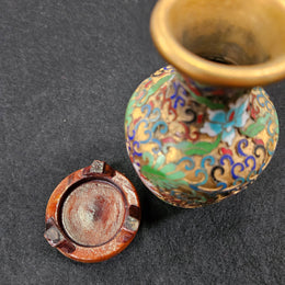 Cloisonné Softly Coloured Enamel and Gilt Vase