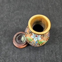 Cloisonné Softly Coloured Enamel & Gilt Vase on Stand | Antique & Vintage | Moonee Ponds Antiques | Australia Wide Delivery