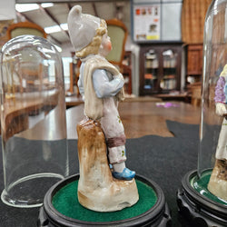 Pair Late Victorian Austrian figures displayed in glass domes | Antique & Vintage | Moonee Ponds Antiques | Australia Wide Delivery