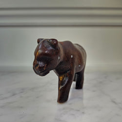 Primitive African Lion Carving with Bone Inlay | Antique & Vintage | Moonee Ponds Antiques | Australia Wide Delivery