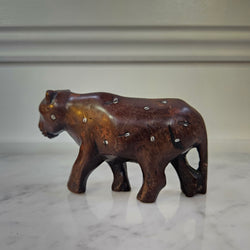 Primitive African Lion Carving with Bone Inlay | Antique & Vintage | Moonee Ponds Antiques | Australia Wide Delivery