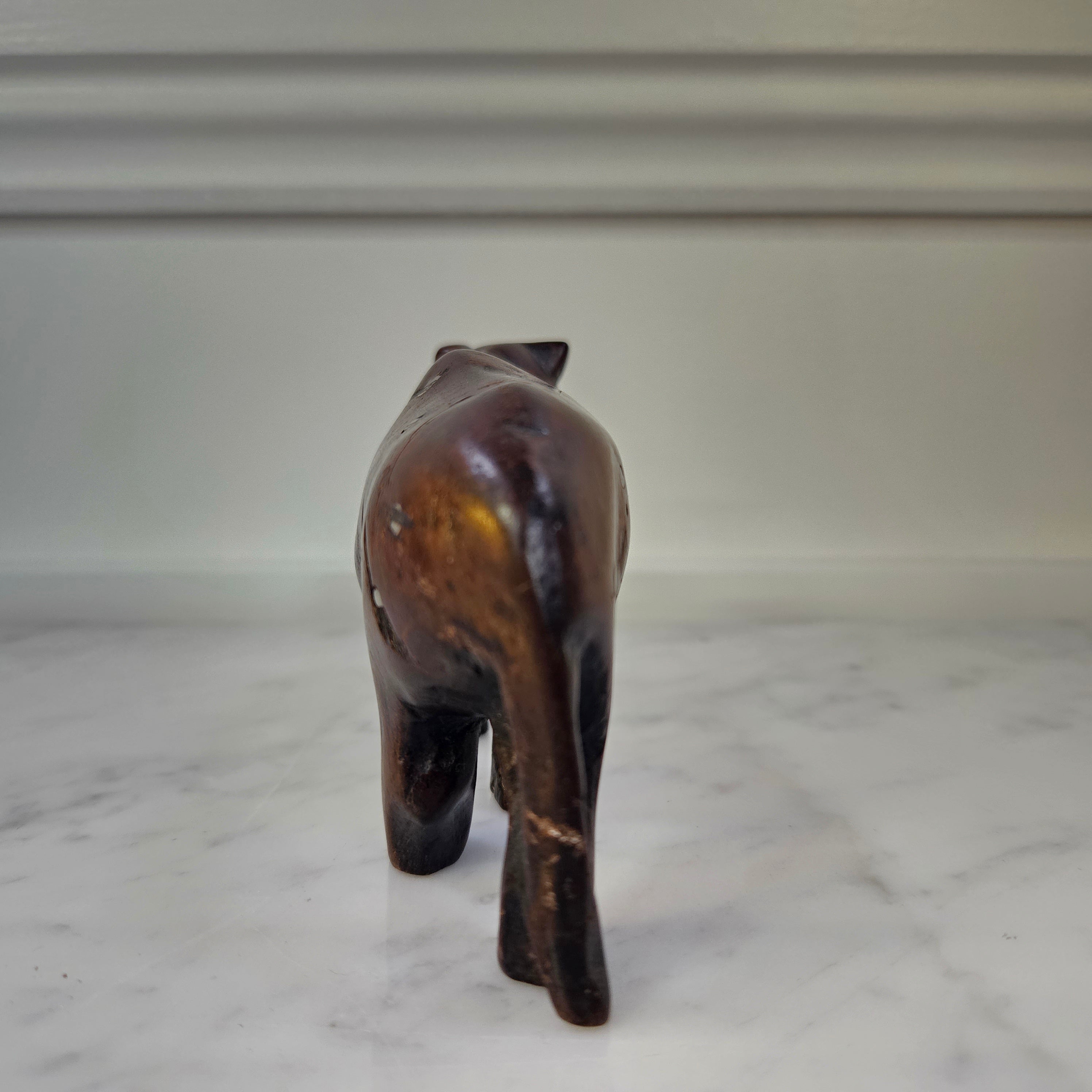 Primitive African Lion Carving with Bone Inlay | Antique & Vintage | Moonee Ponds Antiques | Australia Wide Delivery