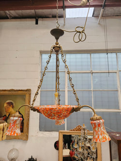 French Art Deco Molten Glass & Brass Chandelier | Antique & Vintage | Moonee Ponds Antiques | Australia Wide Delivery