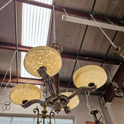 French Art Deco Chrome & Timber Chandelier | Antique & Vintage | Moonee Ponds Antiques | Australia Wide Delivery