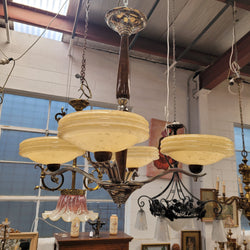 French Art Deco Chrome & Timber Chandelier | Antique & Vintage | Moonee Ponds Antiques | Australia Wide Delivery