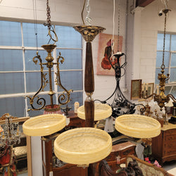 French Art Deco Chrome & Timber Chandelier | Antique & Vintage | Moonee Ponds Antiques | Australia Wide Delivery