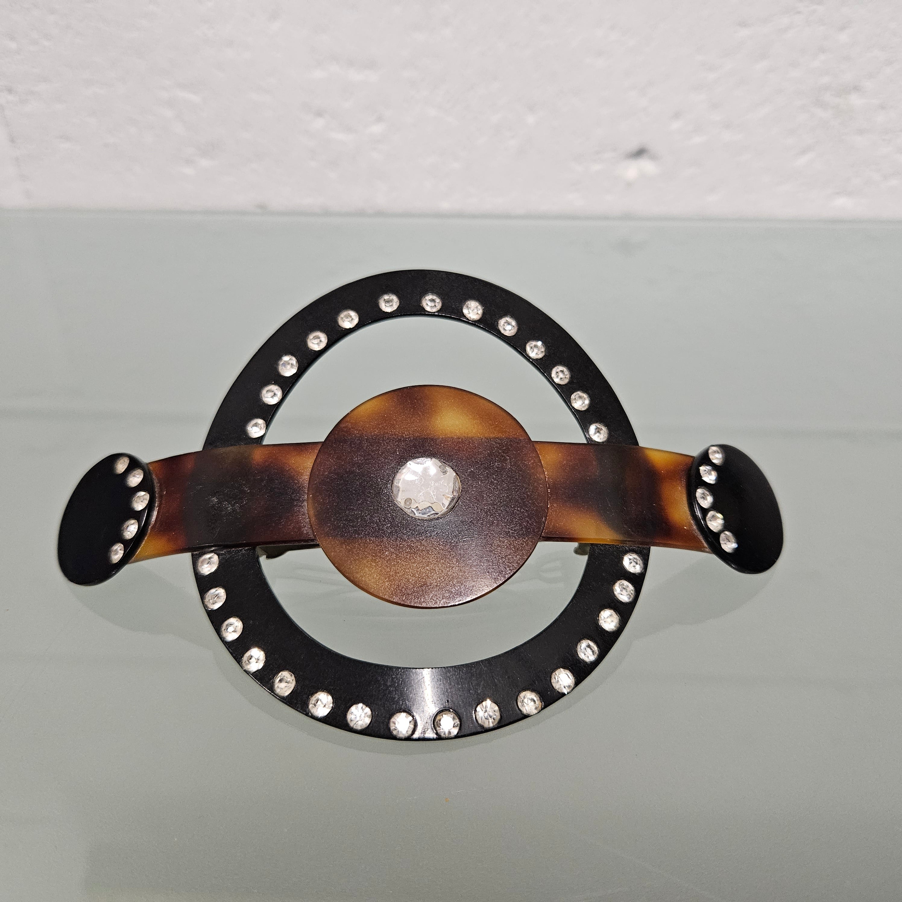 Antique French Ebony & Faux Tortoiseshell Hair Clip