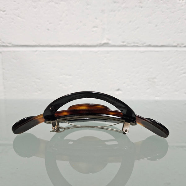 Antique French Ebony & Faux Tortoiseshell with Diamante Large Clip.  Please see photos as they form part of the description.