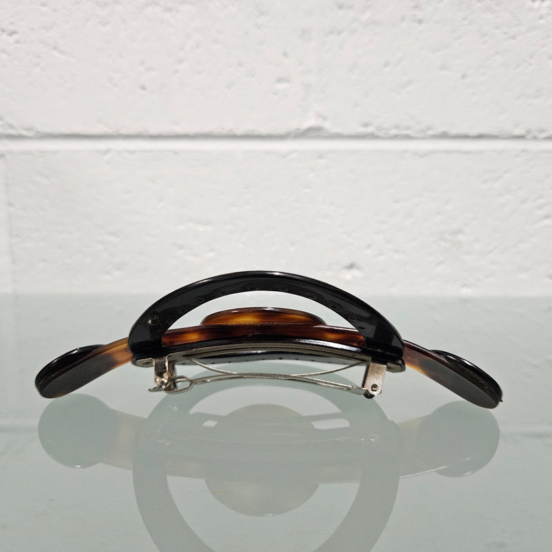 Antique French Ebony & Faux Tortoiseshell with Diamante Large Clip.  Please see photos as they form part of the description.
