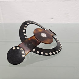 Antique French Ebony & Faux Tortoiseshell with Diamante Large Clip.  Please see photos as they form part of the description.