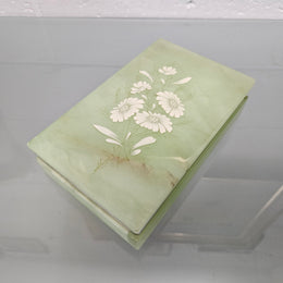 Superb Vintage Alabaster Trinket/Jewellery Box Decorated with Floral Sprays.  Please see photos as they form part of the description.