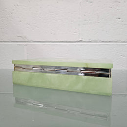 Superb Vintage Alabaster Trinket/Jewellery Box Decorated with Floral Sprays.  Please see photos as they form part of the description.