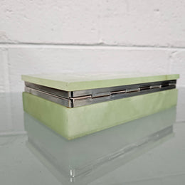 Superb Vintage Alabaster Trinket/Jewellery Box Decorated with Floral Sprays.  Please see photos as they form part of the description.