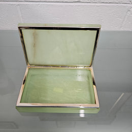 Superb Vintage Alabaster Trinket/Jewellery Box Decorated with Floral Sprays.  Please see photos as they form part of the description.