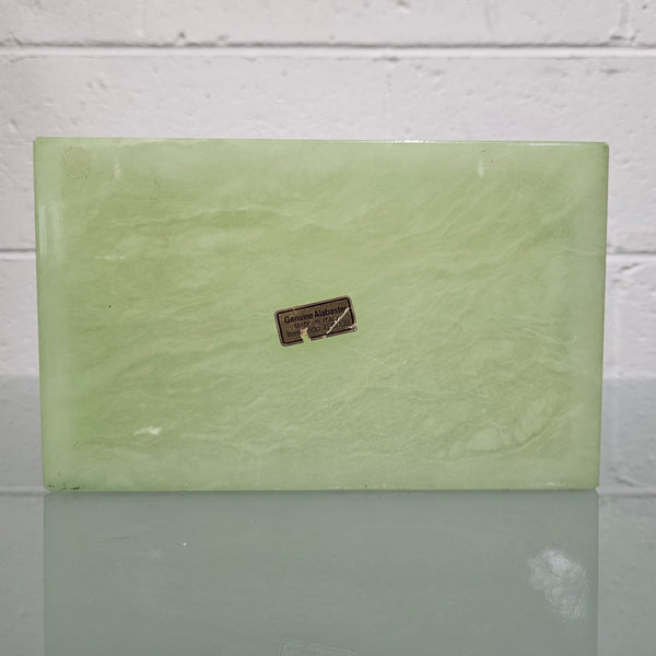 Superb Vintage Alabaster Trinket/Jewellery Box Decorated with Floral Sprays.  Please see photos as they form part of the description.