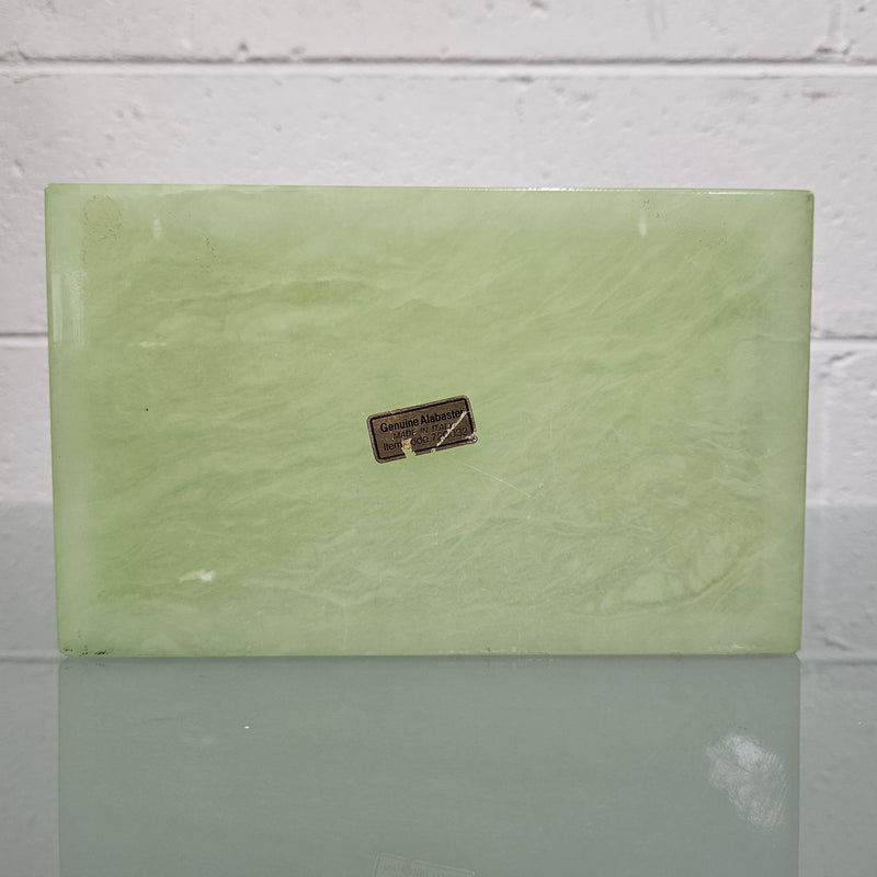 Superb Vintage Alabaster Trinket/Jewellery Box Decorated with Floral Sprays.  Please see photos as they form part of the description.