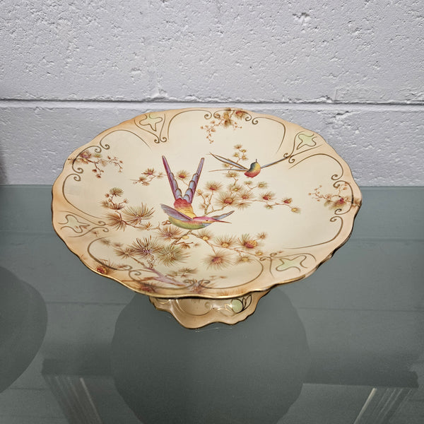 Delightful Crown Ducal Cake Stand decorated with Birds and Flora.  Please see photos as they form part of the description.