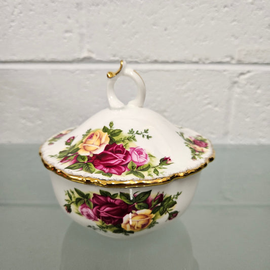 Royal Albert "Old Country Roses" small covered bowl.  Please see photos as they form part of the description.