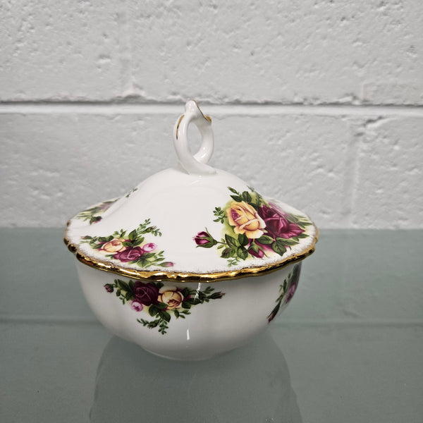 Royal Albert "Old Country Roses" small covered bowl.  Please see photos as they form part of the description.