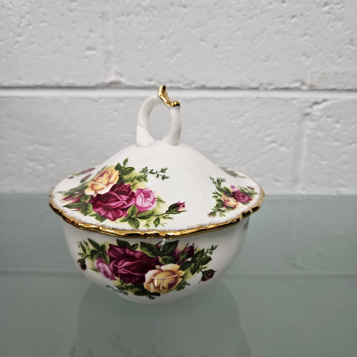 Royal Albert "Old Country Roses" small covered bowl.  Please see photos as they form part of the description.