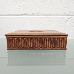 Vintage Embossed Leather & Wood Trinket Box | Antique & Vintage | Moonee Ponds Antiques | Australia Wide Delivery