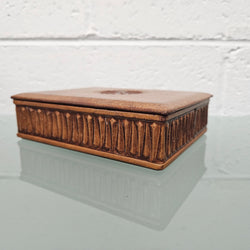 Vintage Embossed Leather & Wood Trinket Box | Antique & Vintage | Moonee Ponds Antiques | Australia Wide Delivery