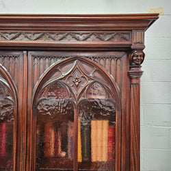 Amazing 19th Century French Walnut Gothic Style Two Door Bookcase | Antique & Vintage | Moonee Ponds Antiques | Australia Wide Delivery