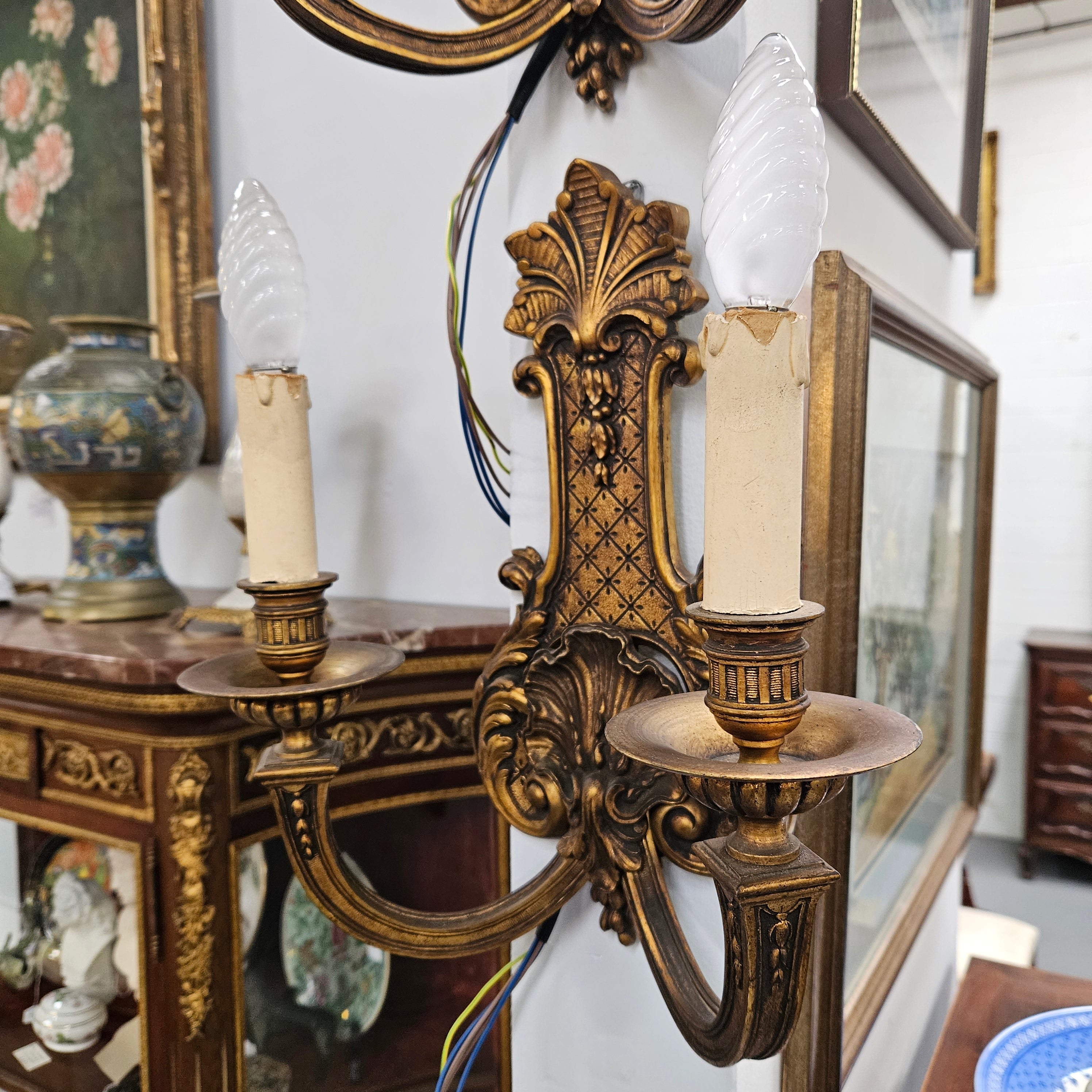 Louis XV Style Antique Bronze Wall Sconces Lights | Antique & Vintage | Moonee Ponds Antiques | Australia Wide
