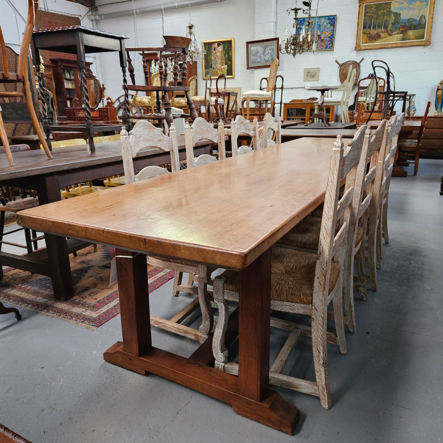 Rare 19th Century French Mahogany 3.1 m Farmhouse Table