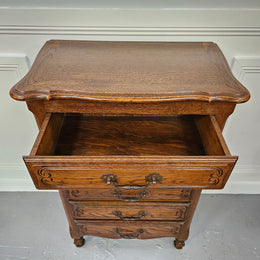 French Provincial Five Drawer Oak Chest Of Drawers