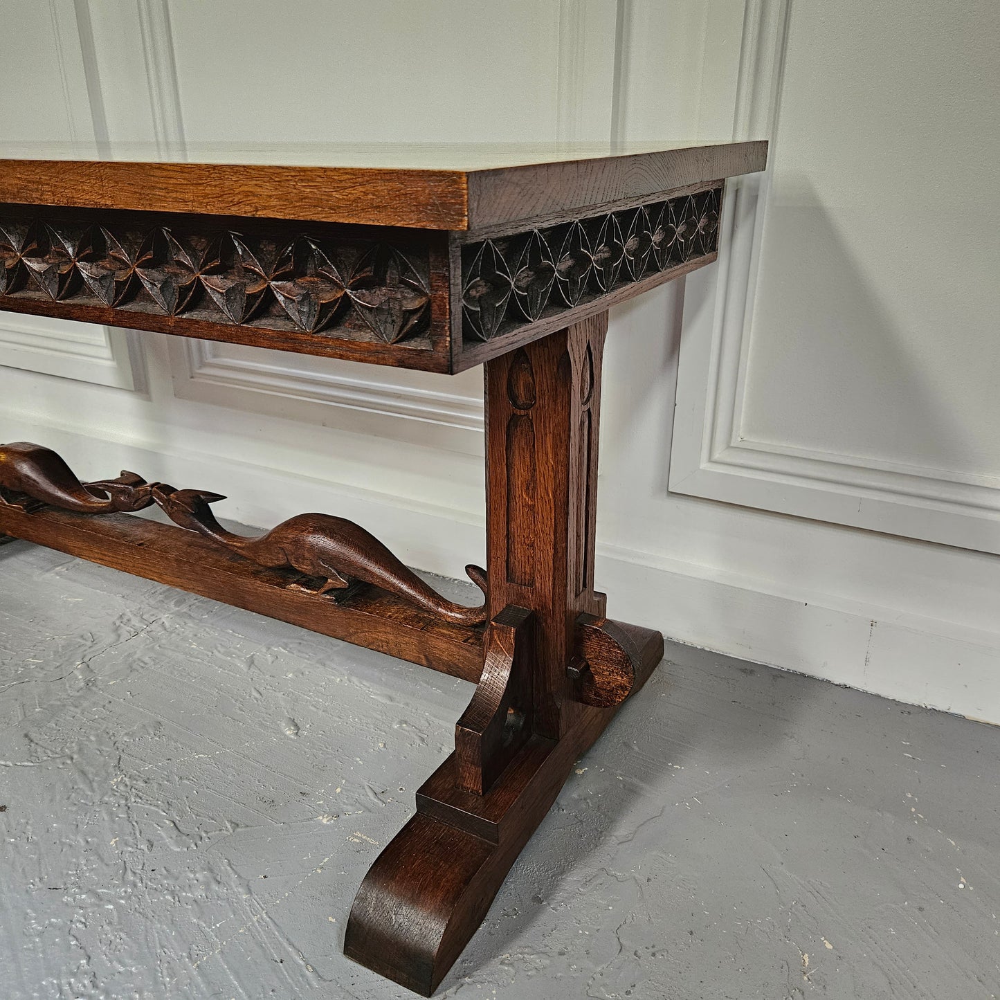 Stunning French Neo-Gothic Style Oak Coffee Table