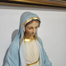 Handpainted & Gilded Plaster Statue of Our Lady by Mattei Bros & Co.